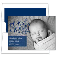 Navy Oh Baby Photo Baby Announcements