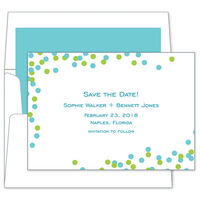 Teal and Green Confetti Save the Date Cards