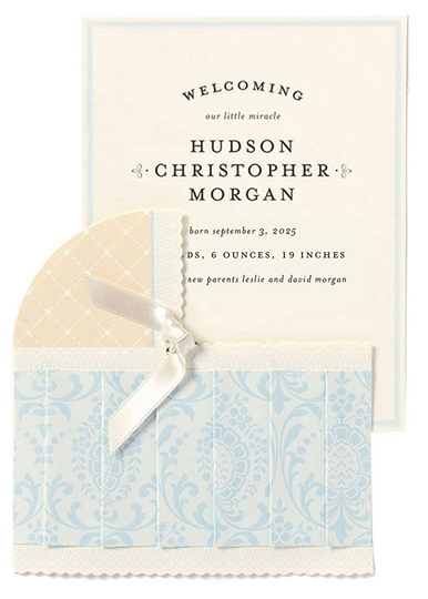 Blue Bassinet Die-cut Announcements