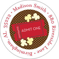 It's Movie Time Round Address Labels