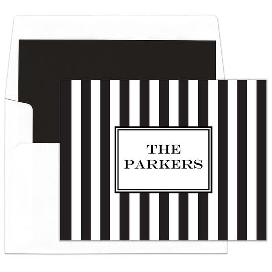 Black Awning Stripe Folded Note Cards