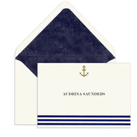 Elegant Foldover Note Cards with Engraved Anchor