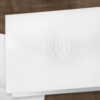 Geneva Monogram Embossed Foldover Note Cards