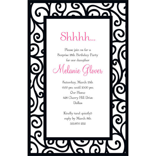 Black Vine Border Invitations