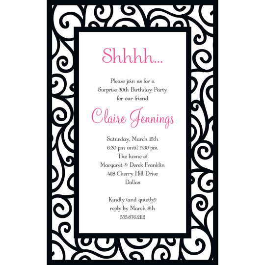 Black Vine Border Invitations