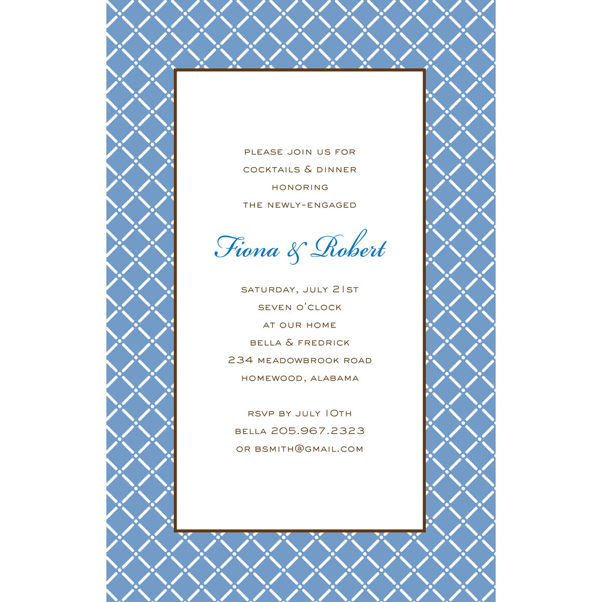 Custom Blue Trellis Invitations