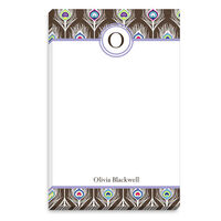 Brown Peacock Feather Initial Notepads