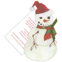 Snowman with Santa Hat Die-cut Invitations