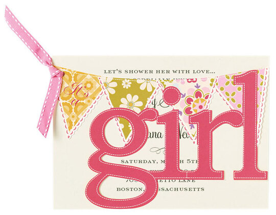 It's A Girl Banner Die-cut Invitations