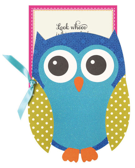 Glittered Owl Die-Cut Invitations