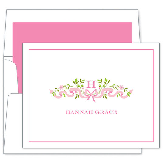 Pink Ribbon Folded Note Cards