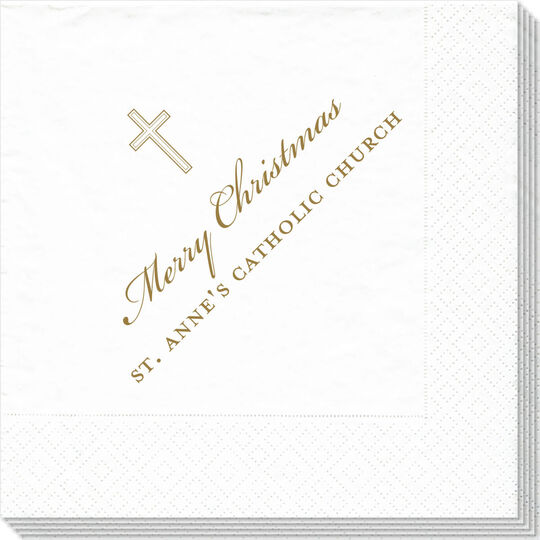 White Pearl Cross Caspari Napkins