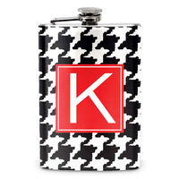 Black Houndstooth Stainless Steel Flask