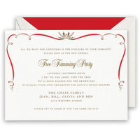 Red Ribbon and Holly Invitations