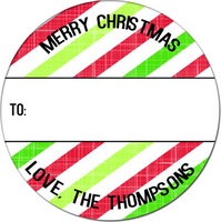 Christmas Linen Stripes Gift Stickers