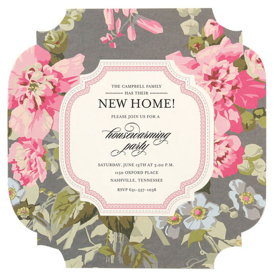 Camilla Grey Floral Square Die-cut Invitations