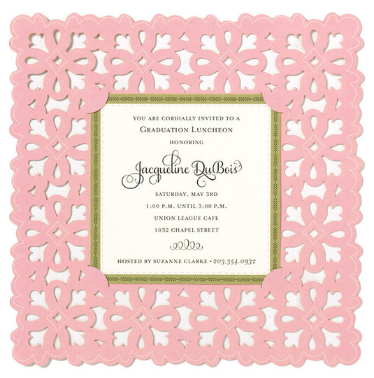 Pink Medallion Die-cut Frame Invitations