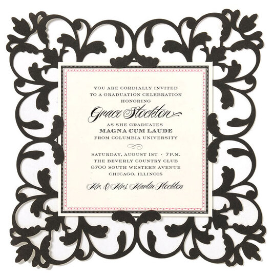 Black Filigree Diecut Frame Invitations