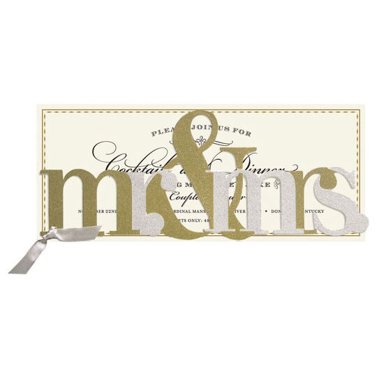 Mr & Mrs Glittered Die-cut Invitations