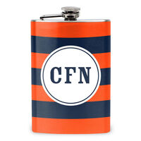 Orange and Navy Stripe Stainless Steel Flask