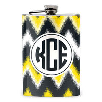 Black and Gold Fuzzy Chevron Stainless Steel Flask