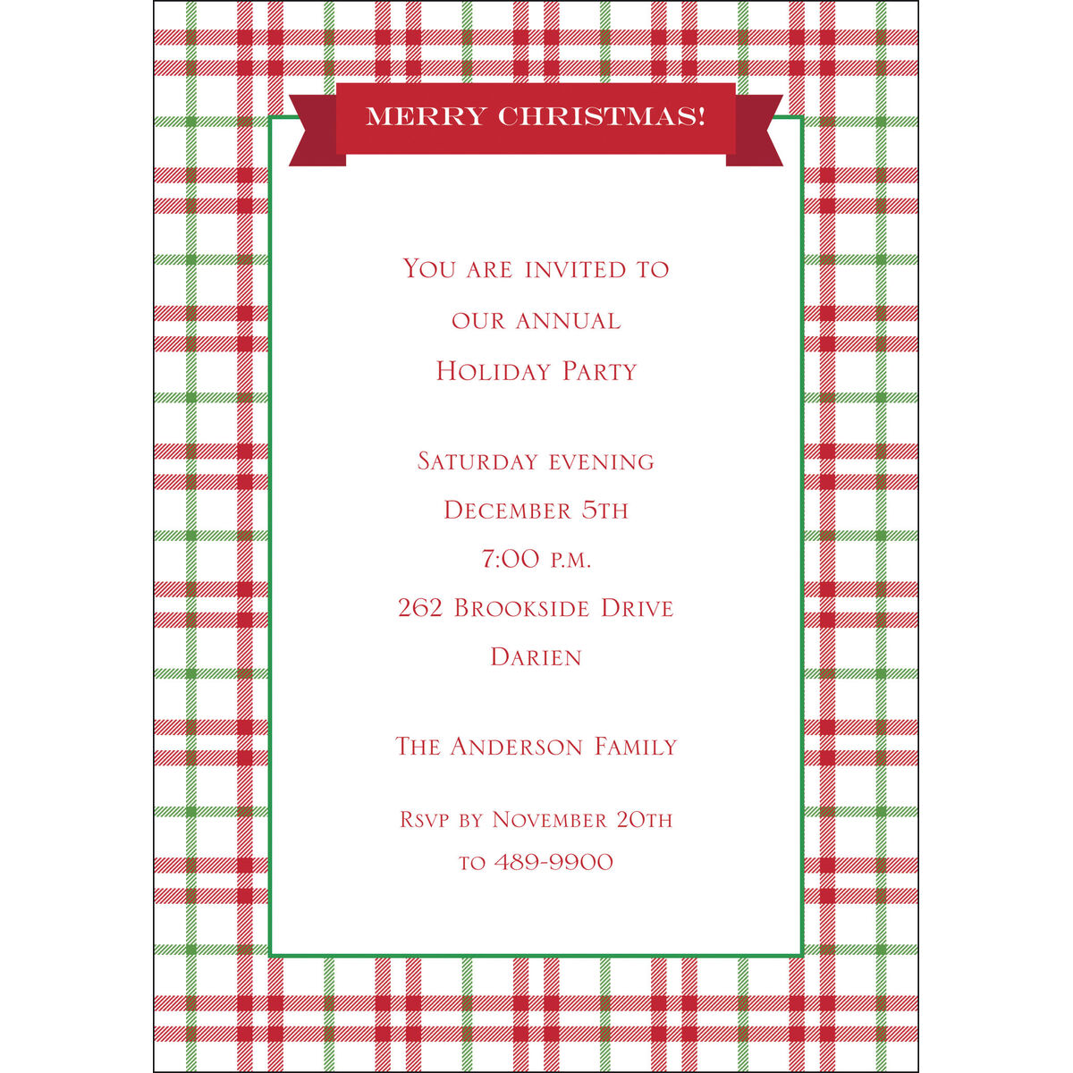 Red and Green Check Invitations
