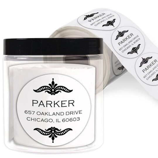 Parker Round Address Labels in a Jar