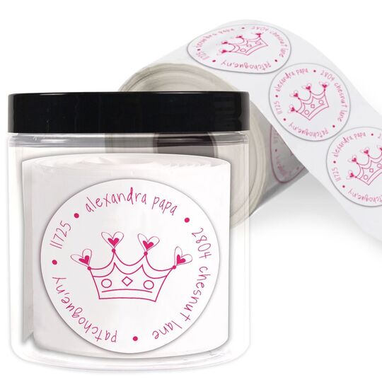 Princess Round Address Labels in a Jar