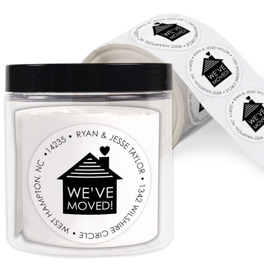 New Home Round Address Labels in a Jar