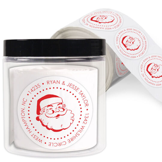 Santa Round Address Labels in a Jar