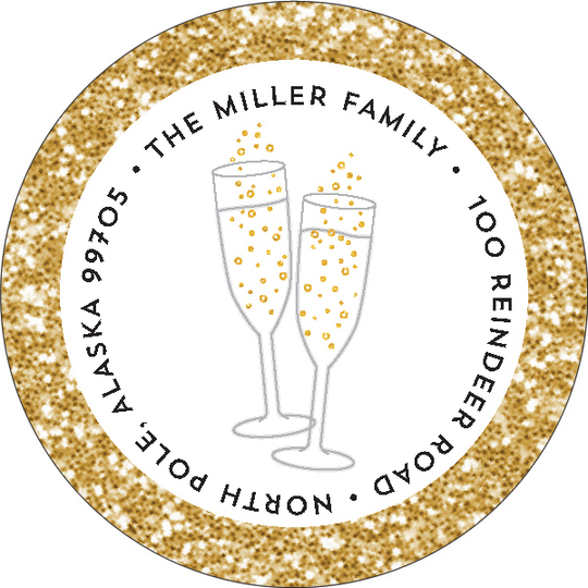 Shimmering Champagne Round Address Labels