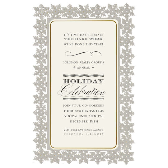 Silver Snowflake Die-cut Frame Invitations