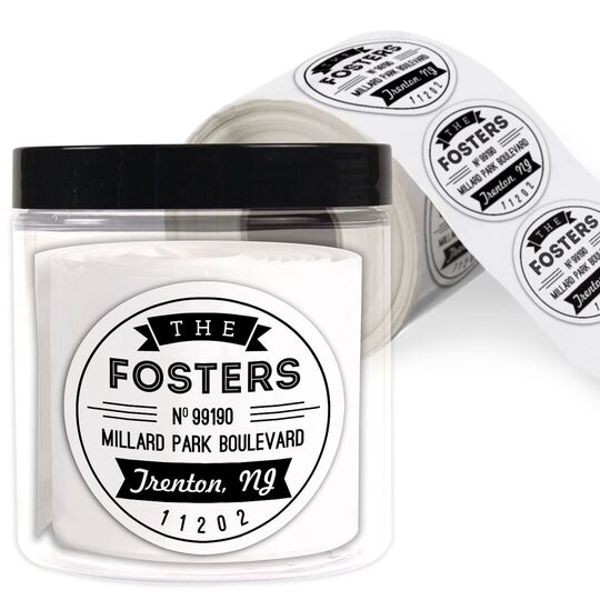 Foster Round Address Labels in a Jar