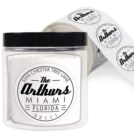 Arthur Round Address Labels in a Jar