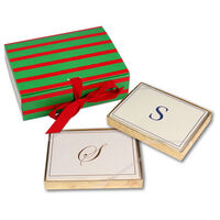 Bertagne Red and Green Initial Gift Box Set by Caspari