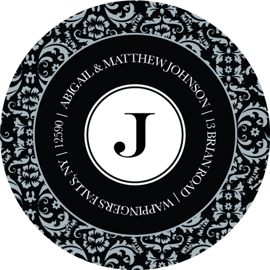 Anniversary Damask Round Address Labels