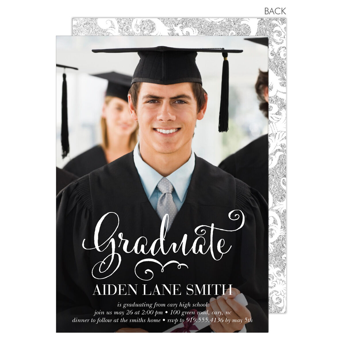 Script Graduation Photo Invitations