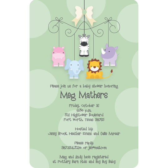 Sweet Animal Mobile Shower Invitations