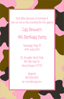 Pink Camouflage Birthday Invitations