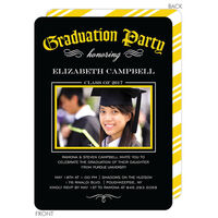 Yellow Chalkboard Graduation Diploma Photo Invitations