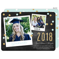 Blue Confetti Graduation Photo Announcements