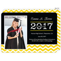 Yellow Chevron Class Graduation Photo Announcements