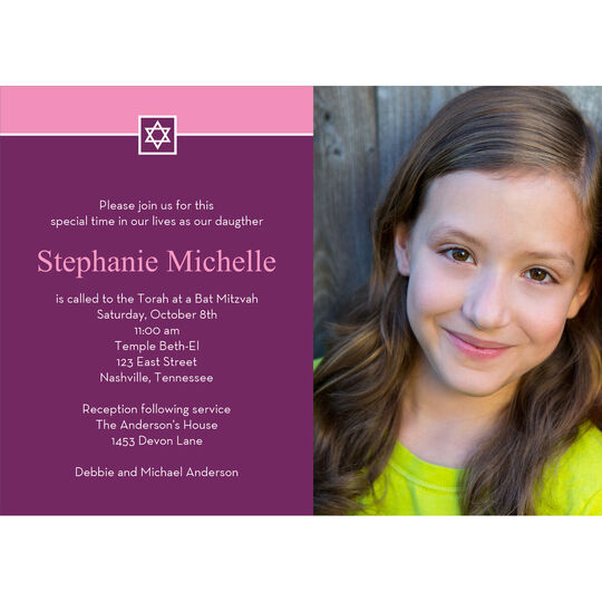 Raspberry Simple Star Photo Invitations