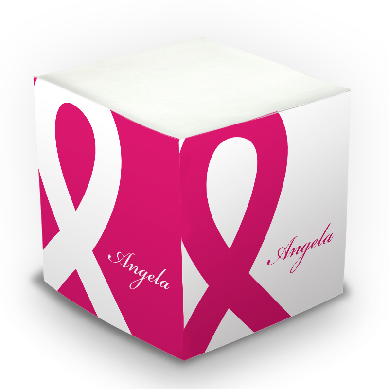 Custom Pink Ribbon Sticky Memo Cube
