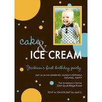 Cake & Ice Cream Blue Photo Invitations