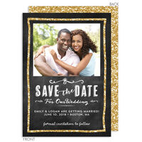 Black and Gold Chalkboard Save the Date Photo Cards