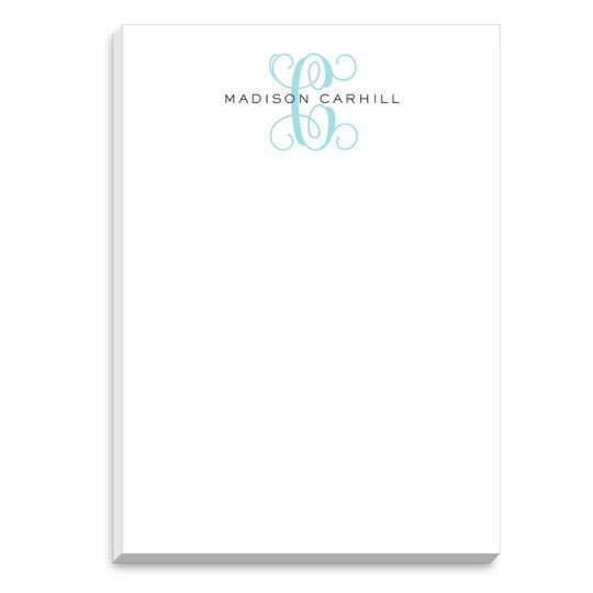 personalized script initial notepads