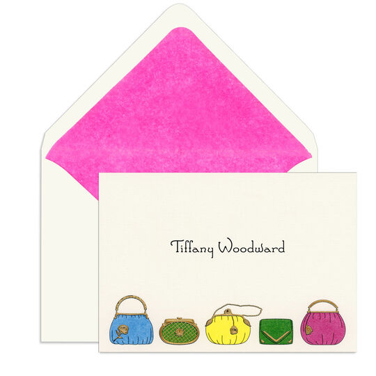 Handbags Engraved Motif Flat Note Cards