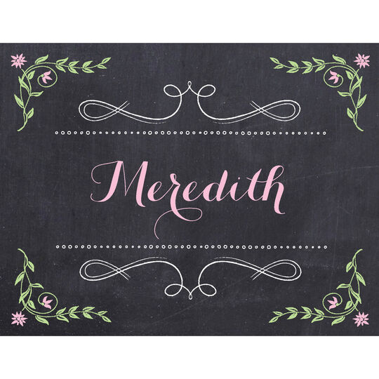 Pink Chalkboard Folded Note Cards