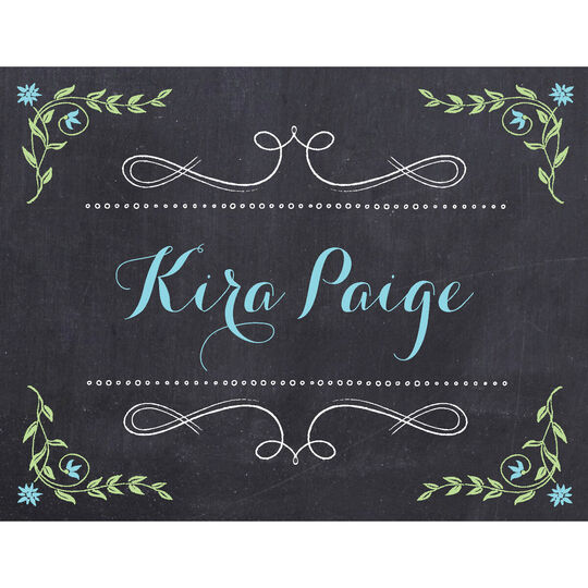 Blue Chalkboard Folded Note Cards